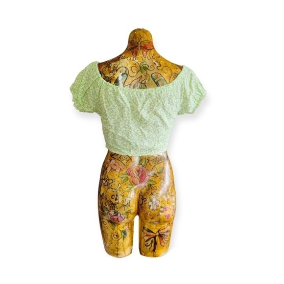 Sundae Muse crop top short sleeve green white Sz 8 medium summer - Picture 4 of 5